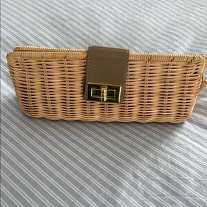 J Crew Tan Wicker Clutch
